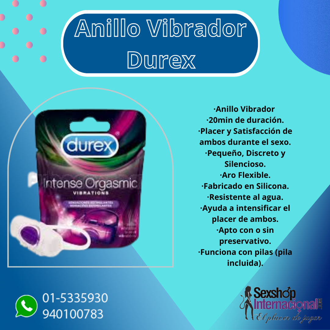 ANILLO VIBRADOR RETARDANTE PARA EL MIEMBRO - DUREX - SEXSHOP PLAZA NORTE.